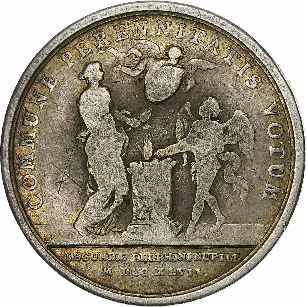 França, Token, Luís XV, Second Mariage du dauphin Louis, 1747, Prata