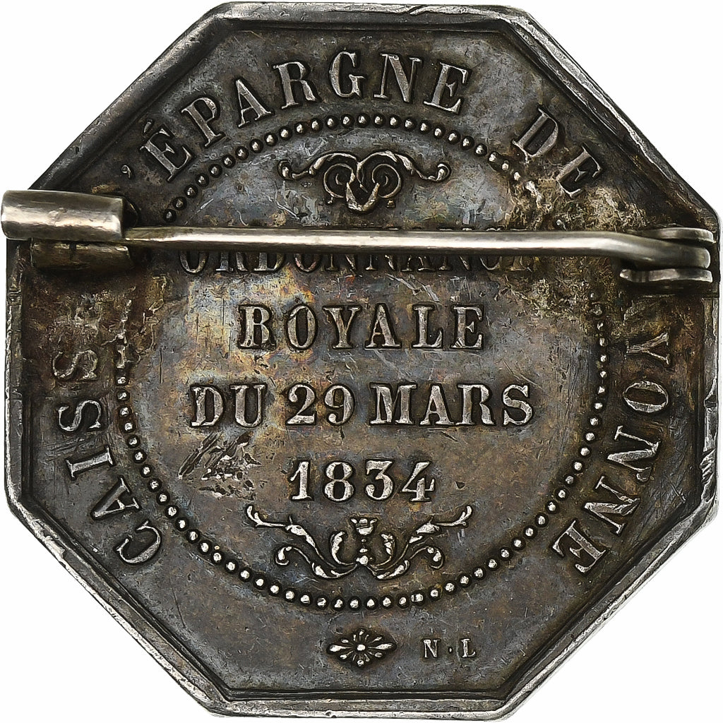 Francia, ficha, Caisse d'Épargne de Bayonne, 1834, Argento, BB+