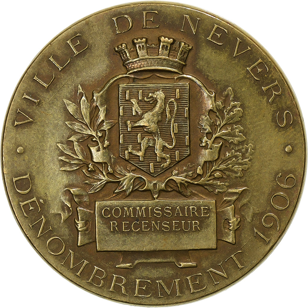 Francia, medalla, Ville de Nevers, Dénombrement, 1906, Bronce, Rasumny, EBC+