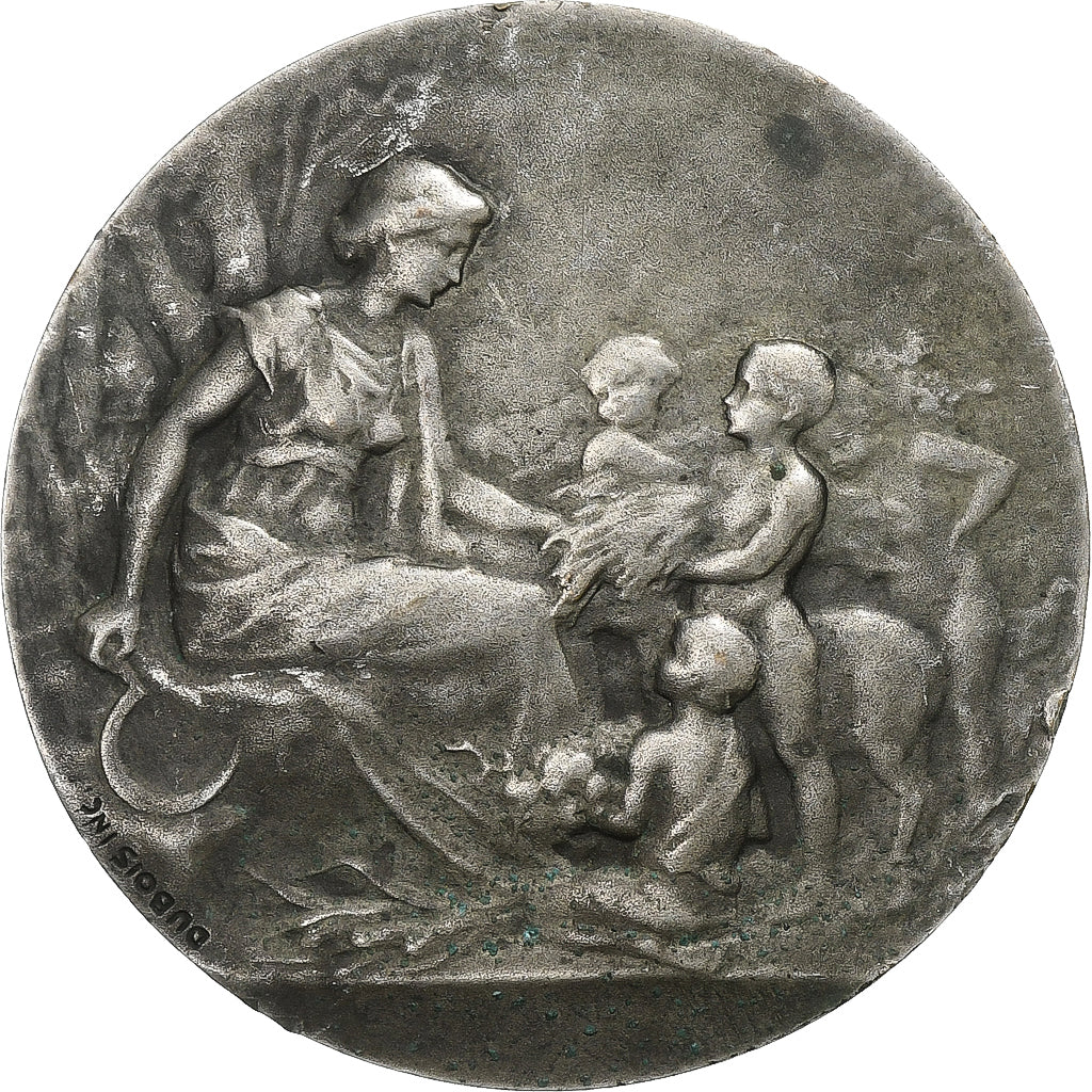 França, medalha, Foire-Concours, Moulins-Engilbert, 1910, Bronze Prateado