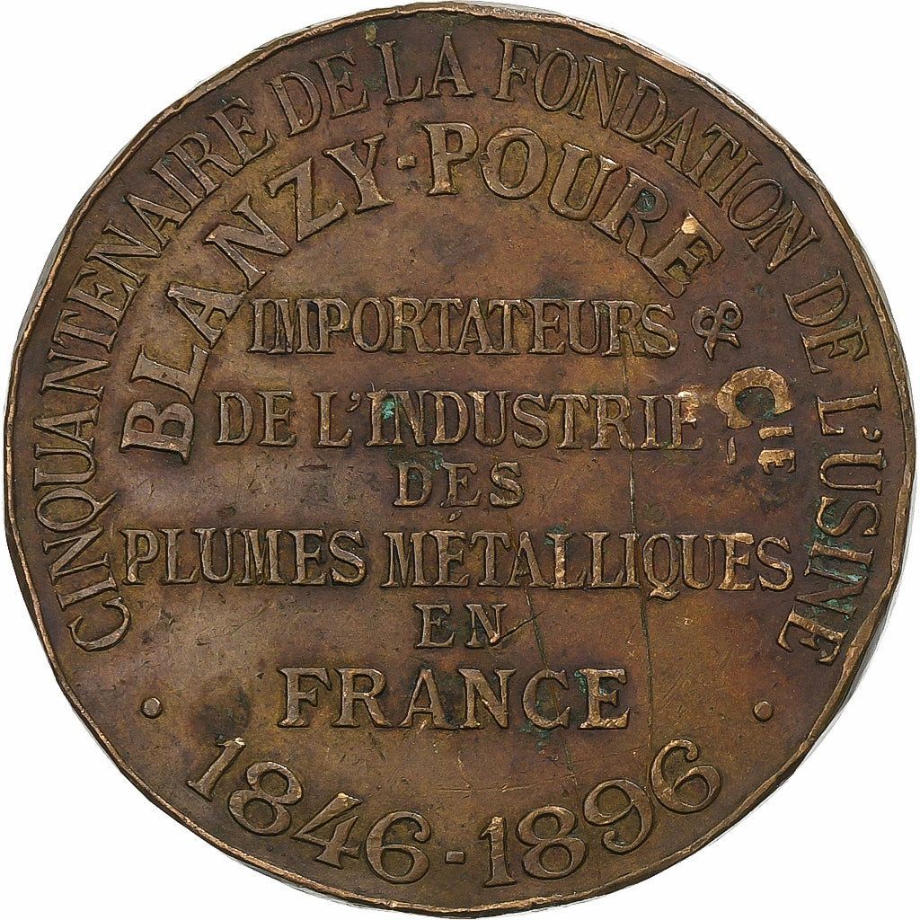Francia, medalla, 50 Ans de la fondation de l’usine Blanzy-Poure, 1896
