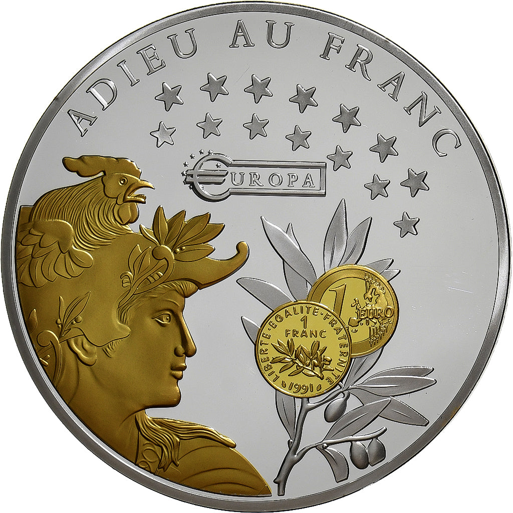 France, Médaille, Adieu au Franc, Liberté, Égalité, Fraternité, FDC, BE