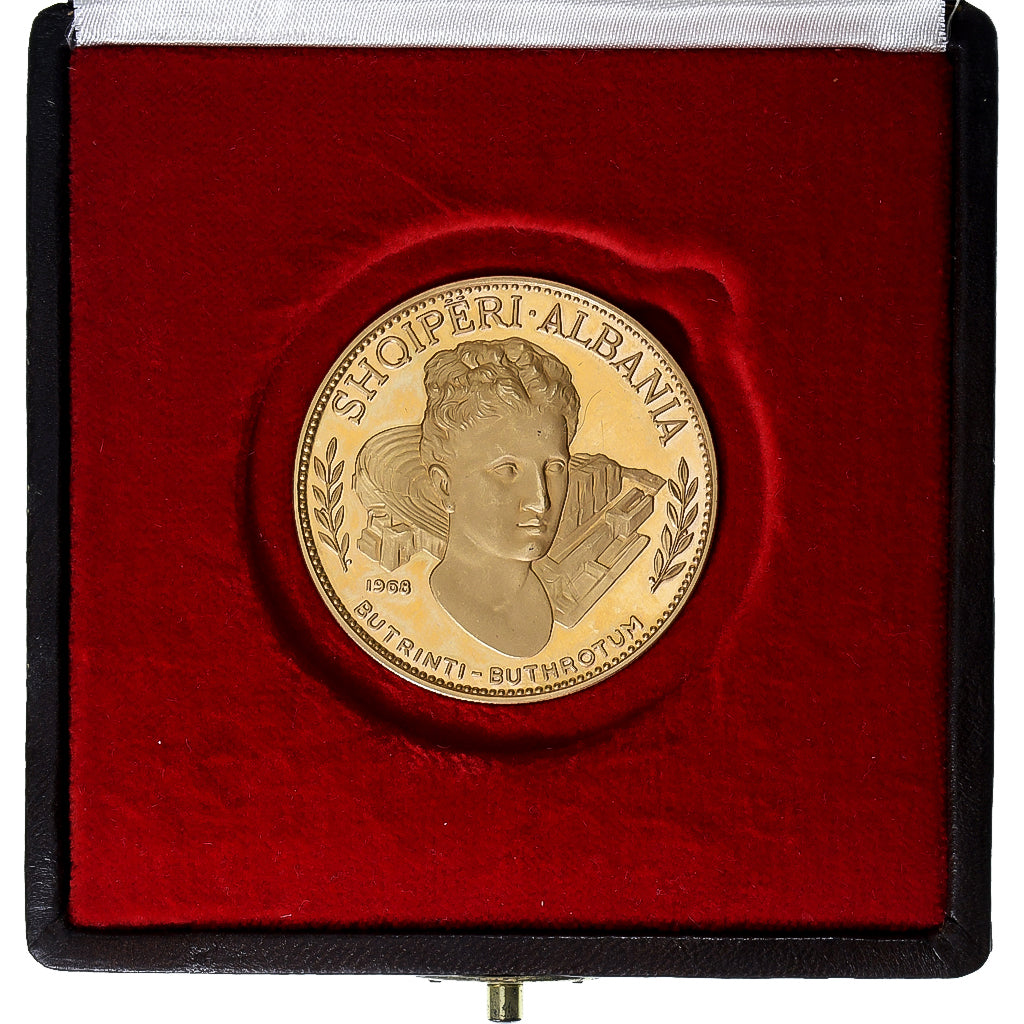 Albania, 200 Lekë, Ruins of Butrinti-Buthrotum, 1968, Budapest, PP, Gold, UNZ