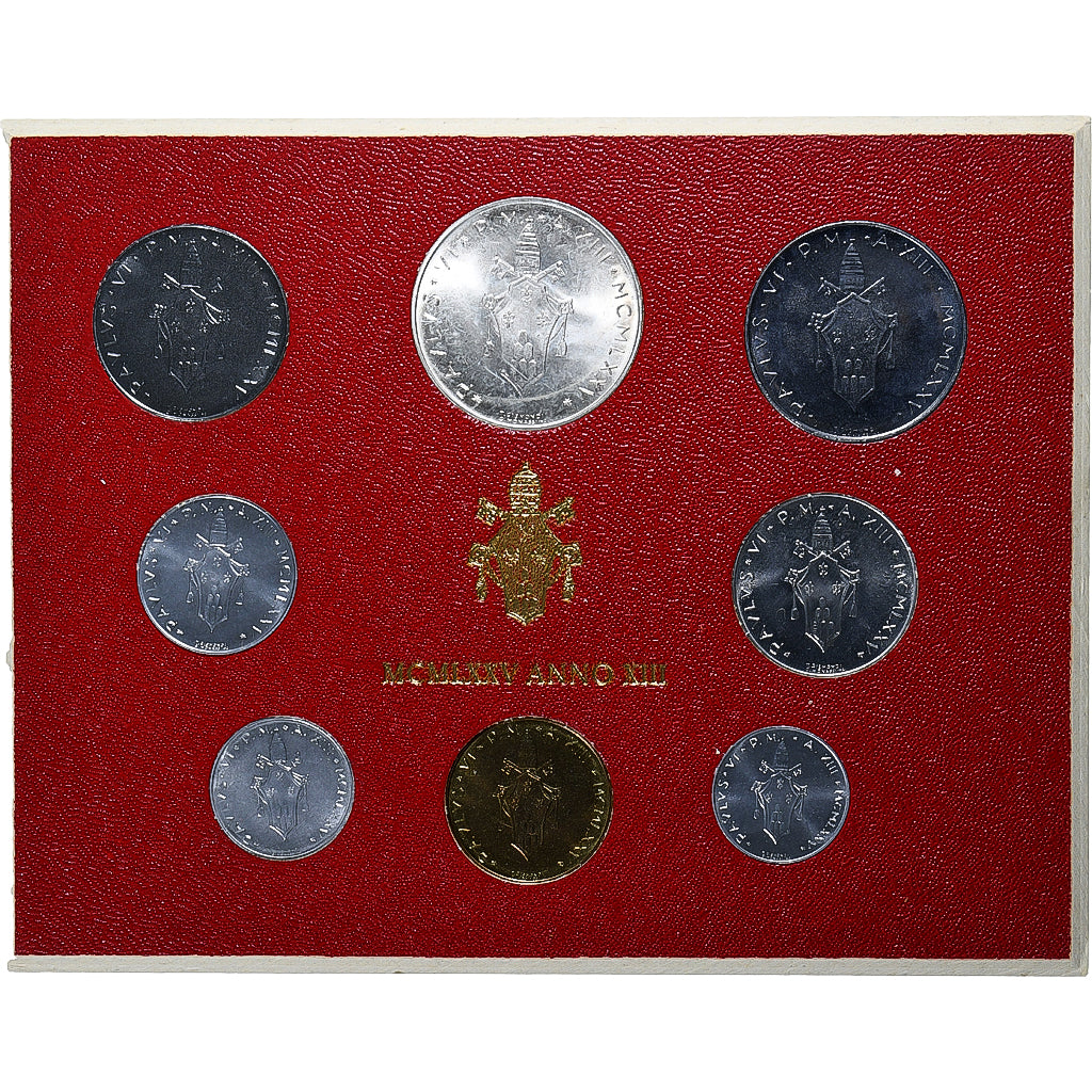 Vaticano, Paul VI, Set 1 Lire - 500 Lire, 1975 (Anno XIII), Rome, Sin