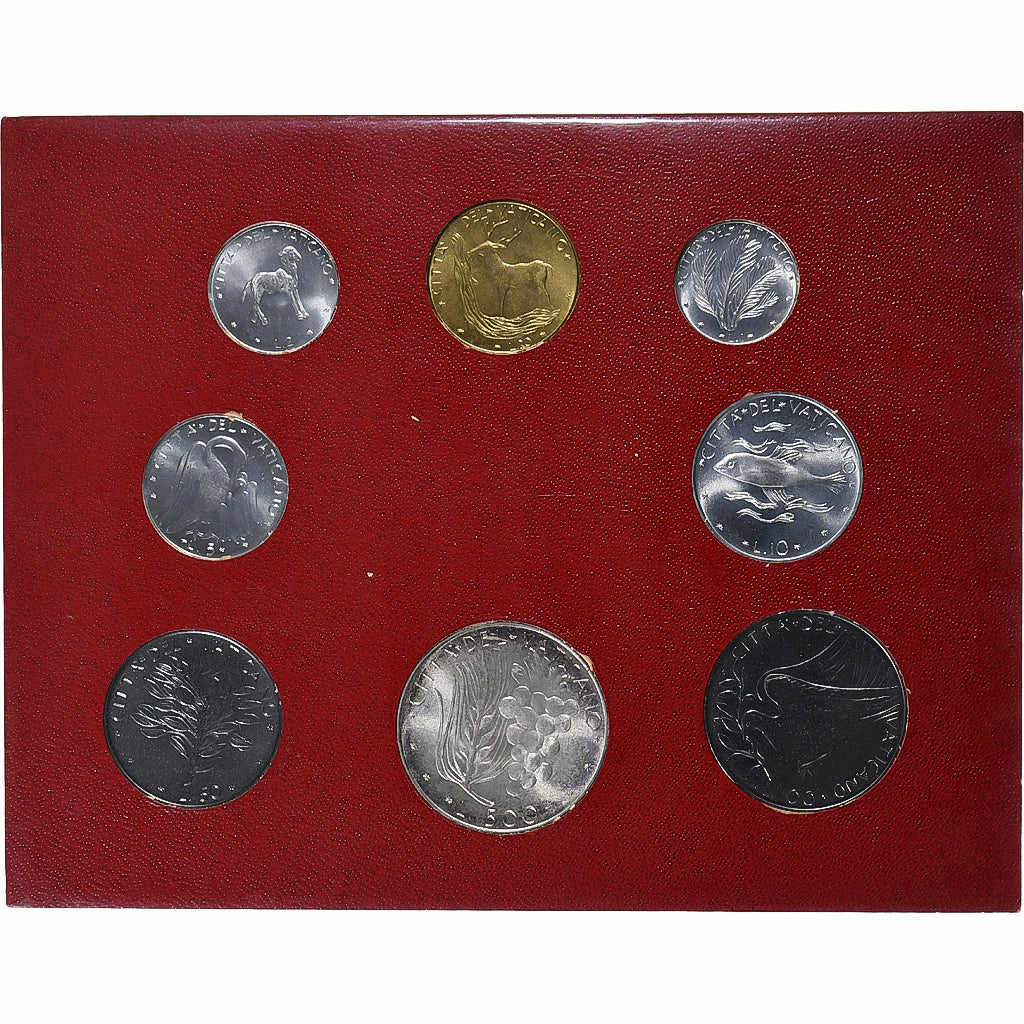 Watykan, Paul VI, Set 1 Lire - 500 Lire, 1970 (Anno VIII), Rome, ND, MS(64)