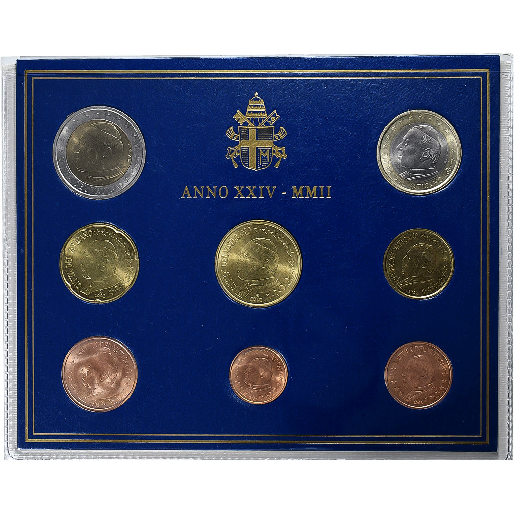 Vatican, John Paul II, Set 1 ct. - 2 Euro, 2002 (Anno XXIV), Rome, MS(65-70)