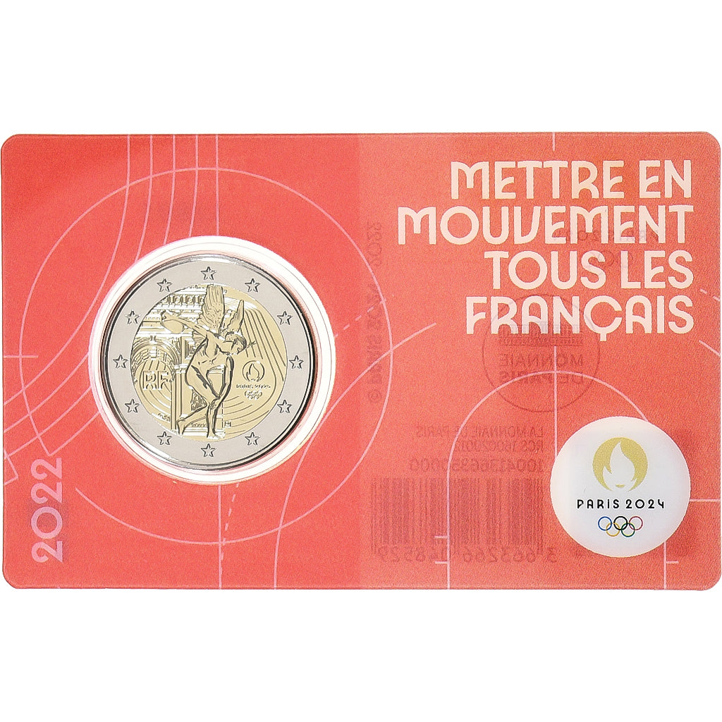 France, 2 Euro, Olympic Games Paris 2024, Coin Card. BU, 2022, MDP