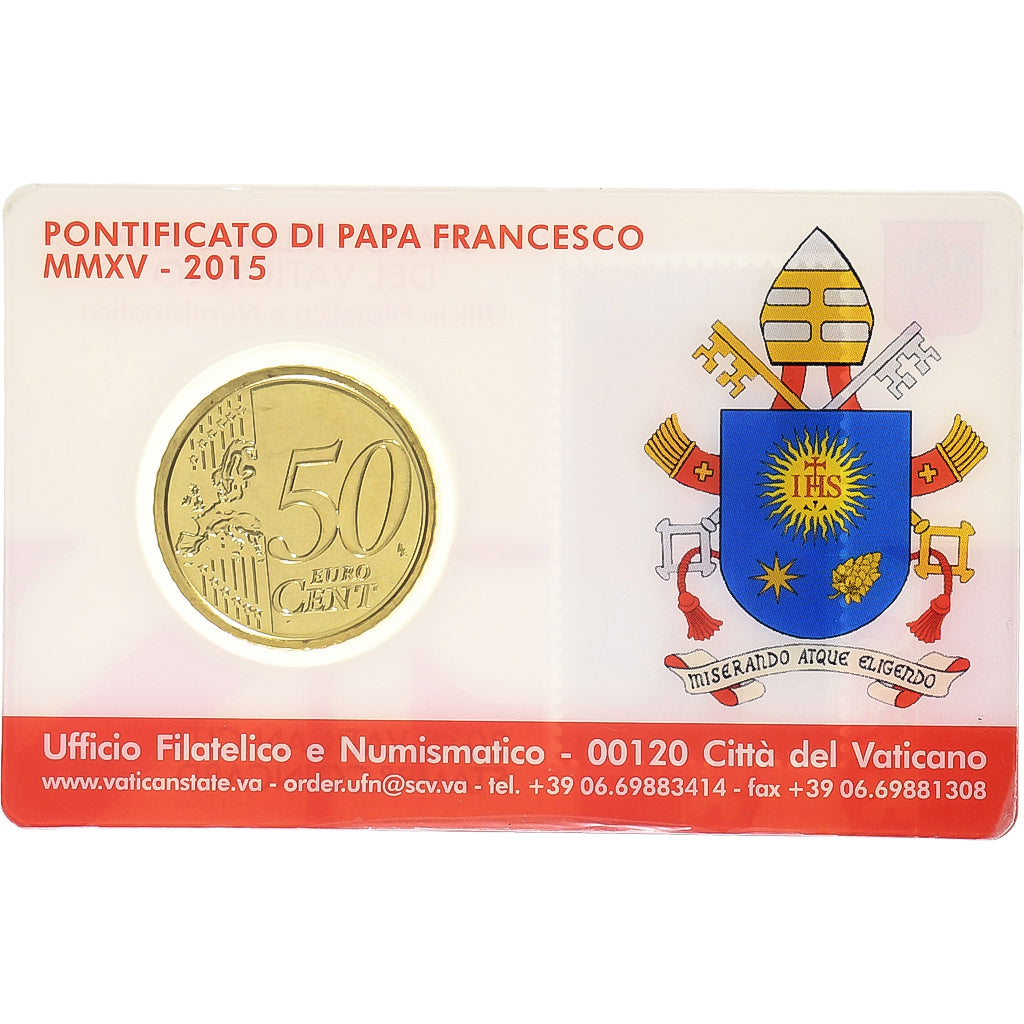 Vaticaan, Francis, 50 Euro Cent, Stamp and coin card.n°8, 2015, Rome, Nordic