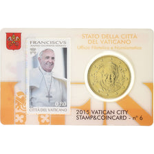Vatican, Francis, 50 Euro Cent, Stamp and coin card.n°6, 2015, Rome, Or