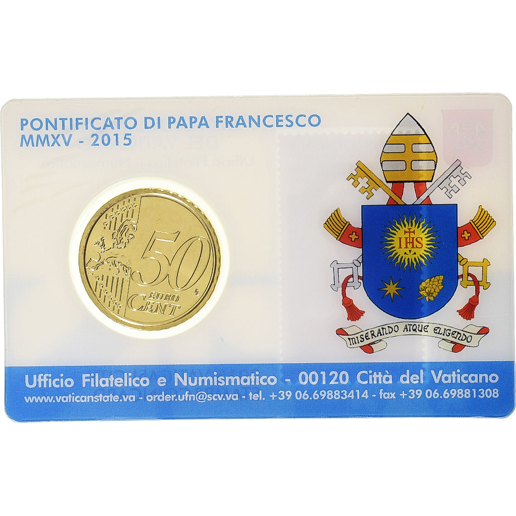 Vaticaan, Francis, 50 Euro Cent, Stamp and coin card.n°7, 2015, Rome, Nordic