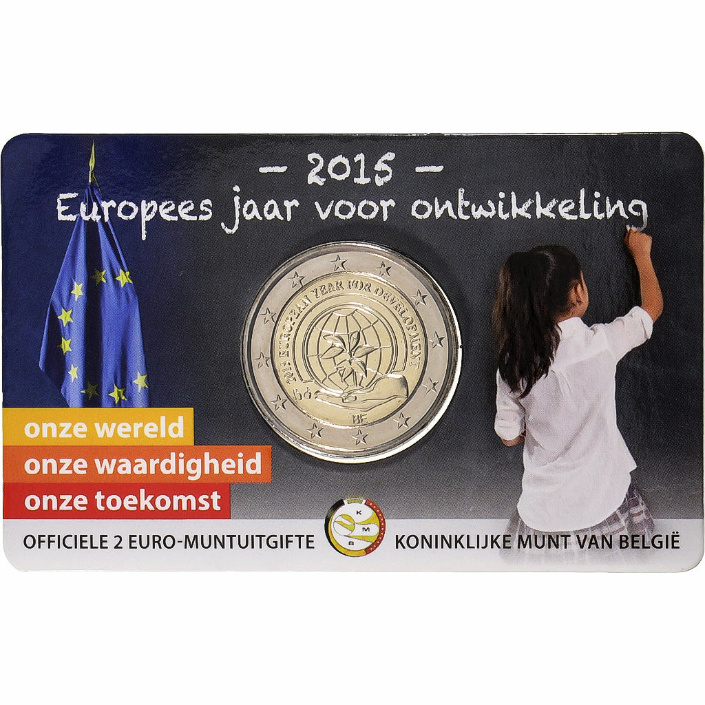 Belgium, 2 Euro, European Year for Development, Coin card, 2015, Brussels
