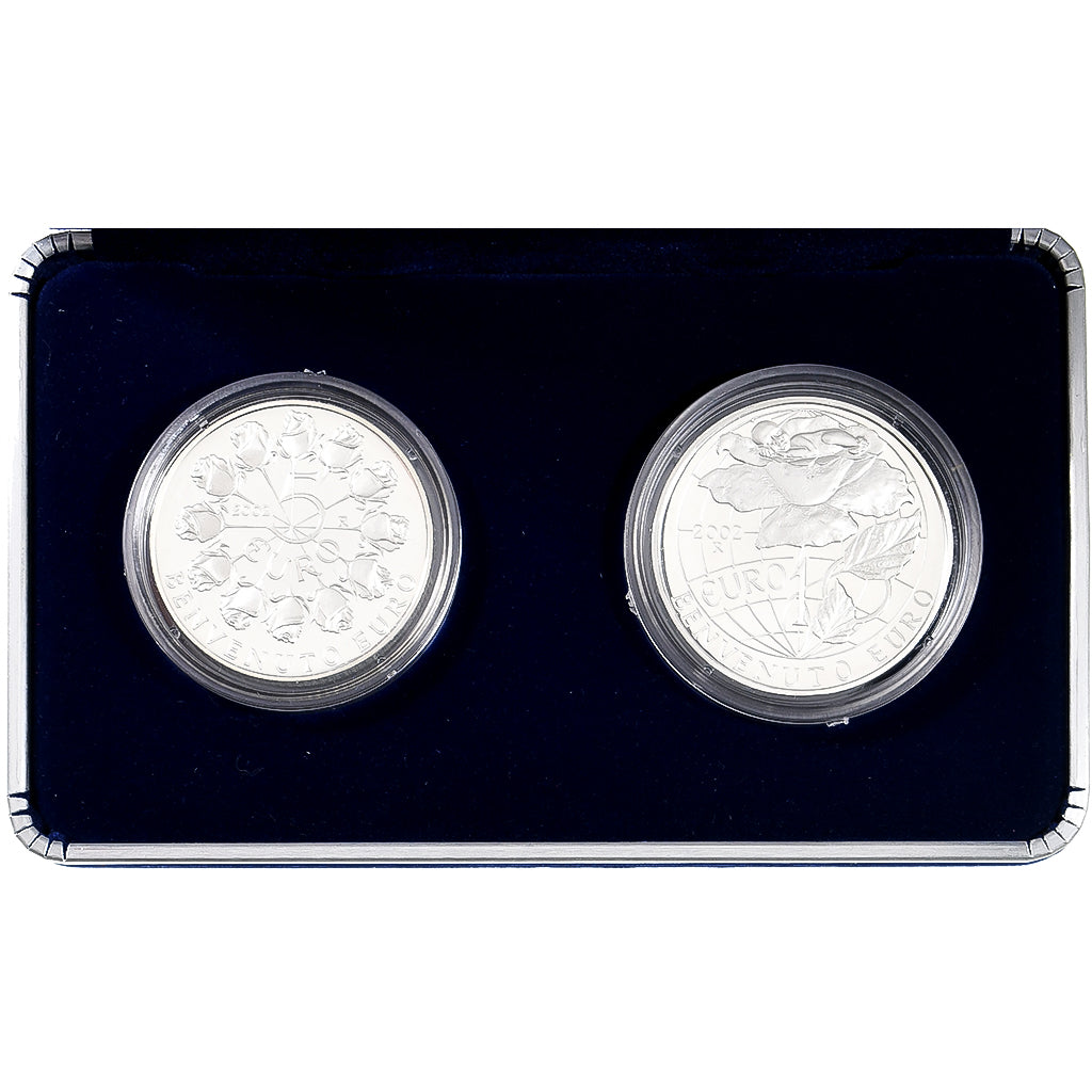 San Marino, 5€ + 10€, Benvenuto euro, Proof, 2002, Rome, Srebro, MS(65-70)
