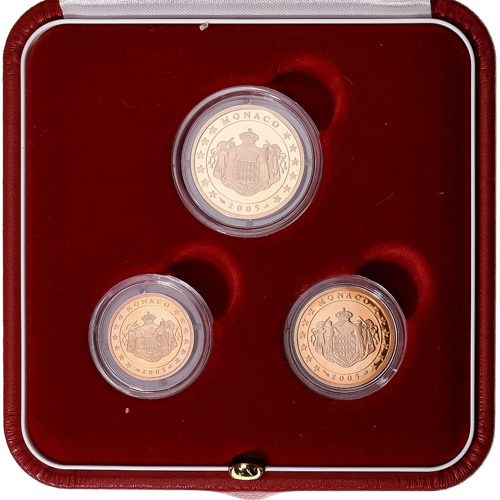 Monaco, Rainier III & Albert, Set 1 ct., 2 cts. & 5 cts., Proof, 2005, MDP