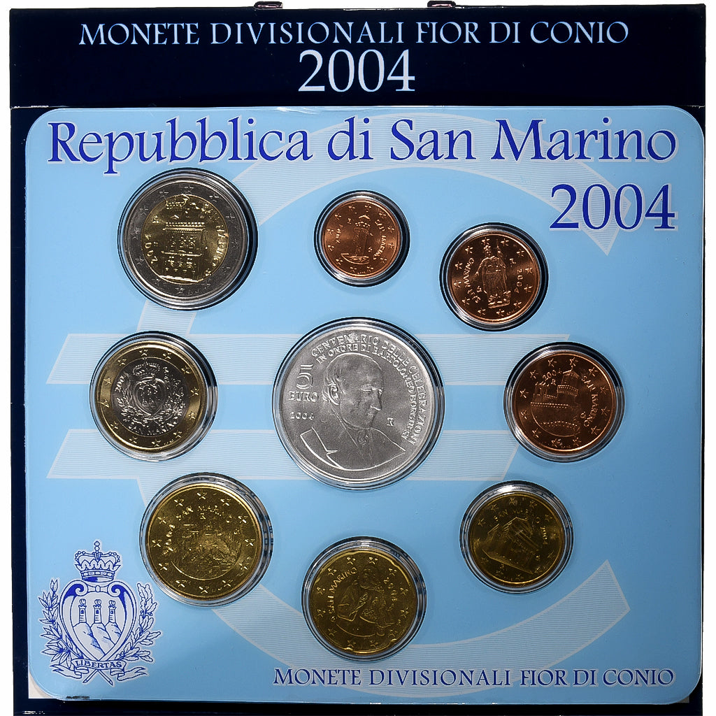 Saint Marin, Set 1 ct. - 5 Euro, Bartolomeo Borghesi, Coin card, 2004, Rome, FDC