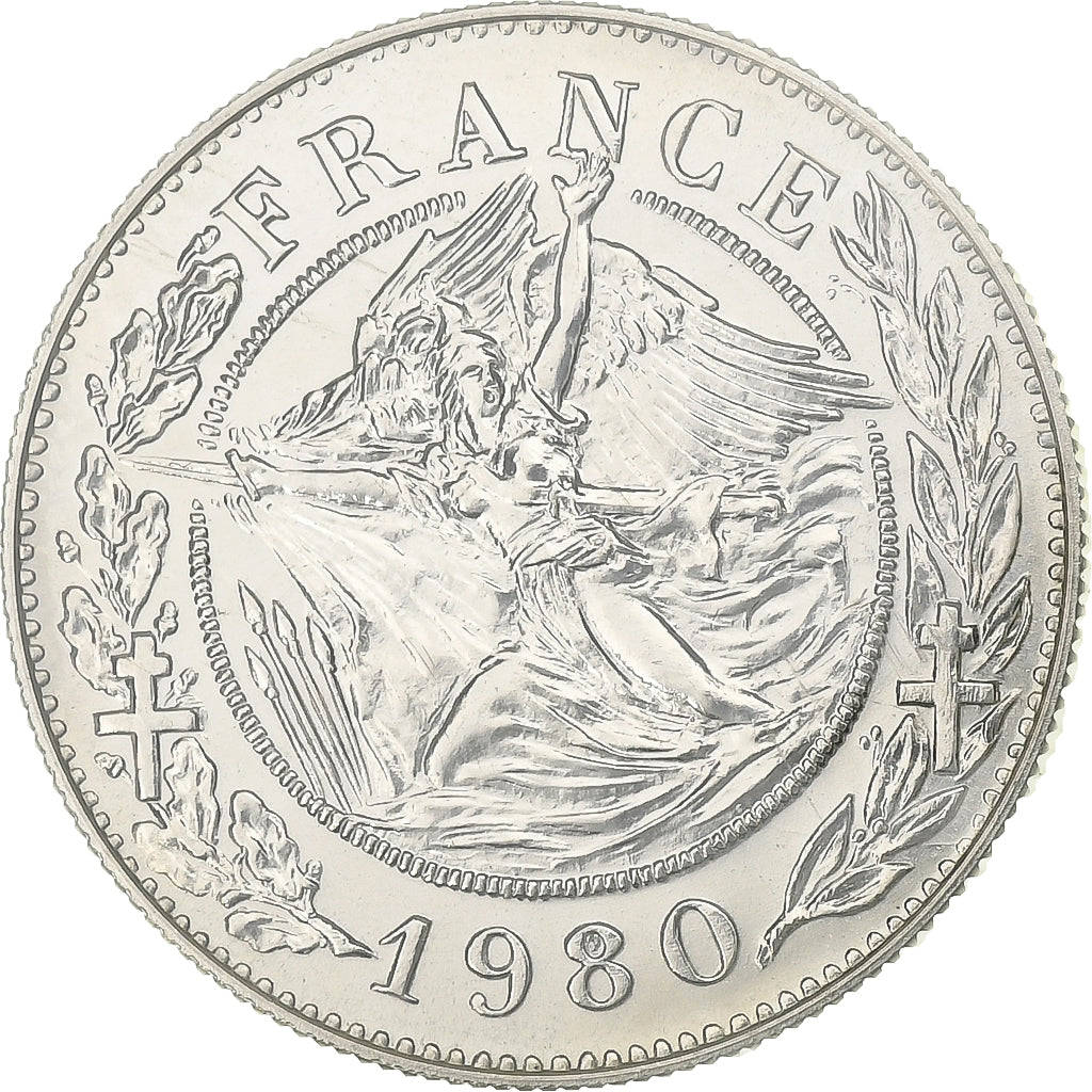 Francia, medalla, Général De Gaulle, 1980, Plata, Santucci, FDC