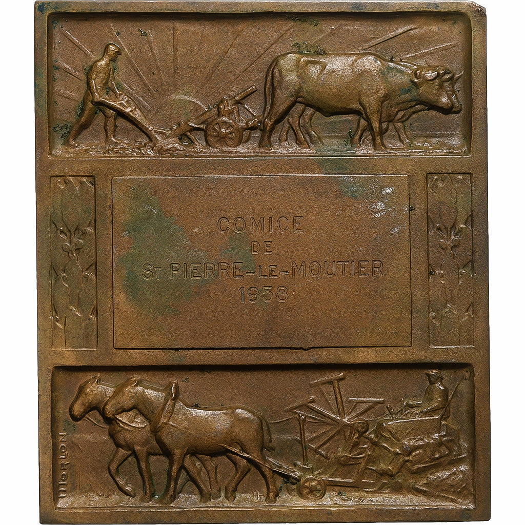 Francia, Plaquette, Comice Agricole de Saint-Pierre-le-Moûtier, 1958, Bronzo