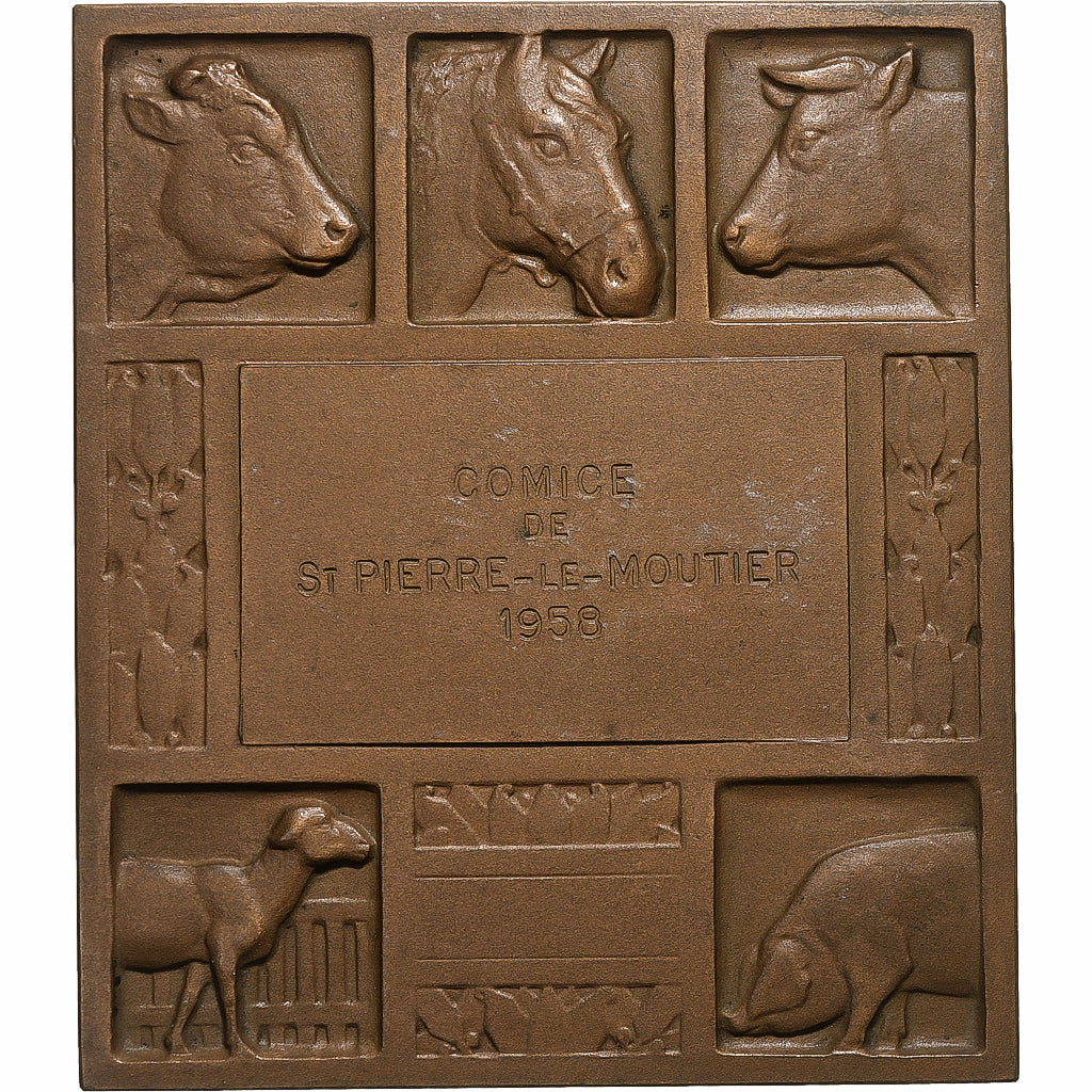 França, Plaquette, Comice Agricole de Saint-Pierre-le-Moûtier, 1958, Bronze