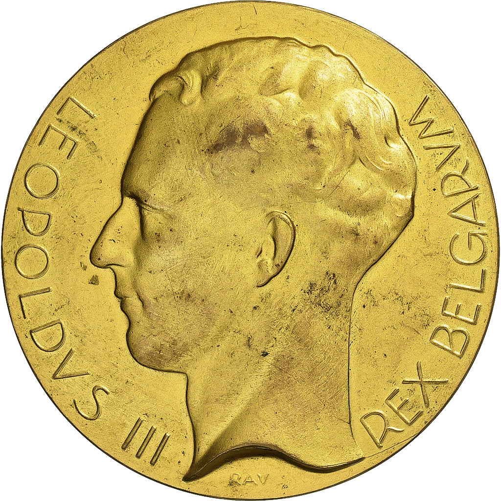 Belgio, medaglia, Léopold III, Bronzo dorato, Rau, SPL