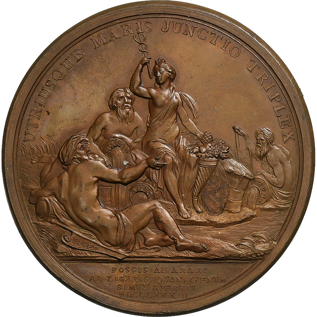 Francia, medaglia, Louis XVI, Le canal du Centre, 1783, Bronzo, Duvivier, SPL