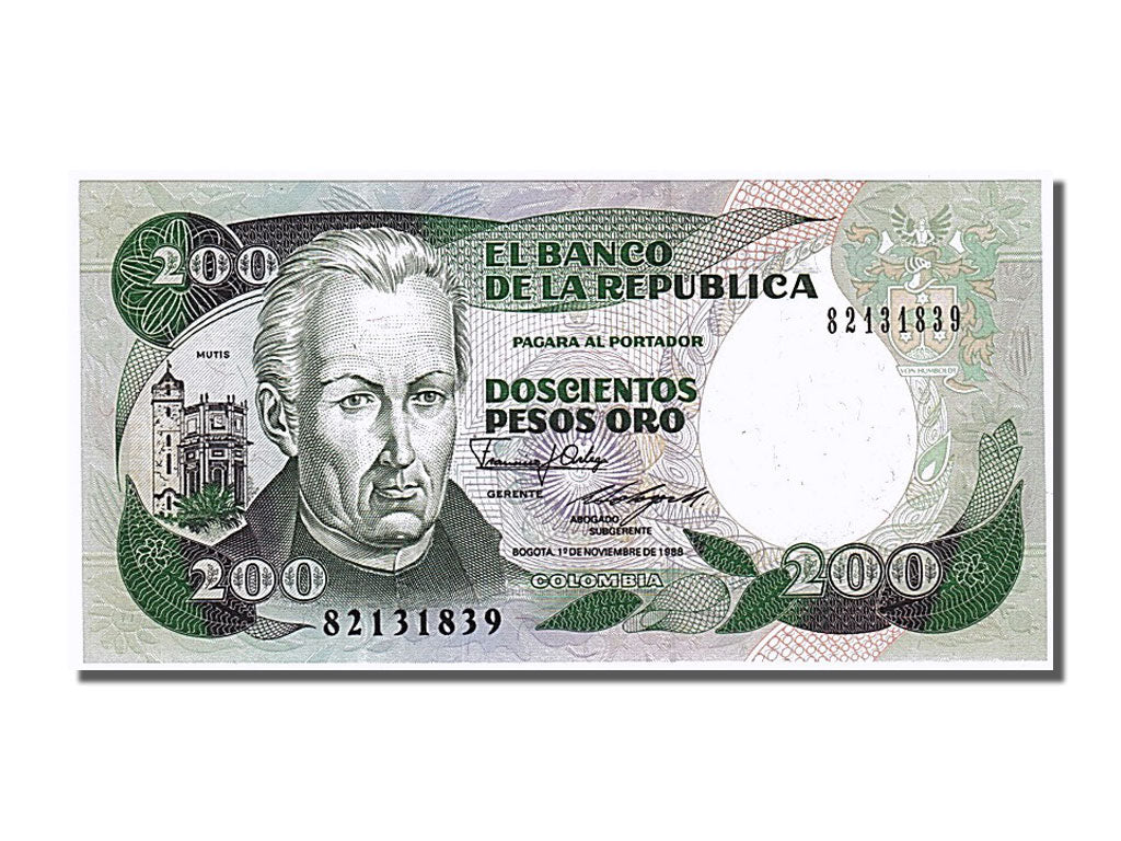 Banknote, Colombia, 200 Pesos Oro, 1988, 1988-11-01, UNC(65-70)