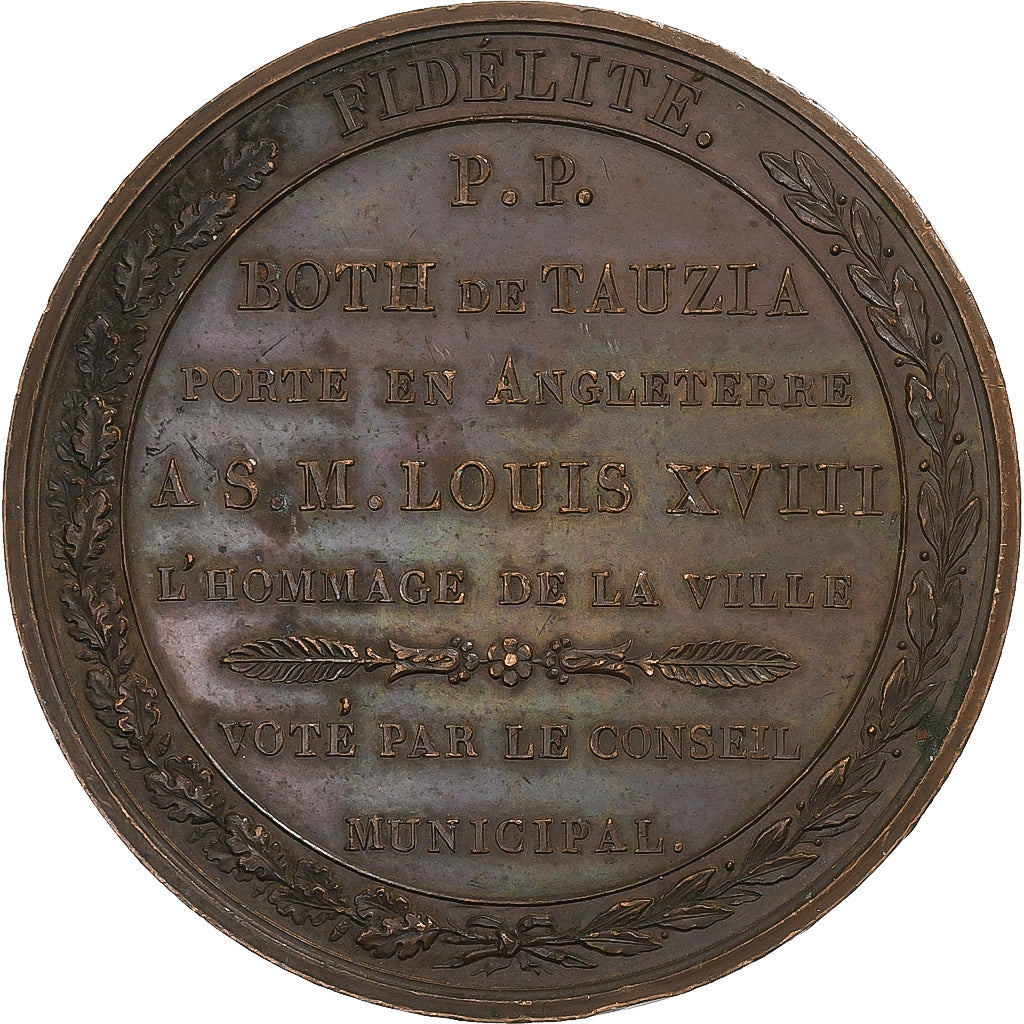 Francia, medaglia, Entrée du duc d'Angoulême à Bordeaux, 1814, Bronzo
