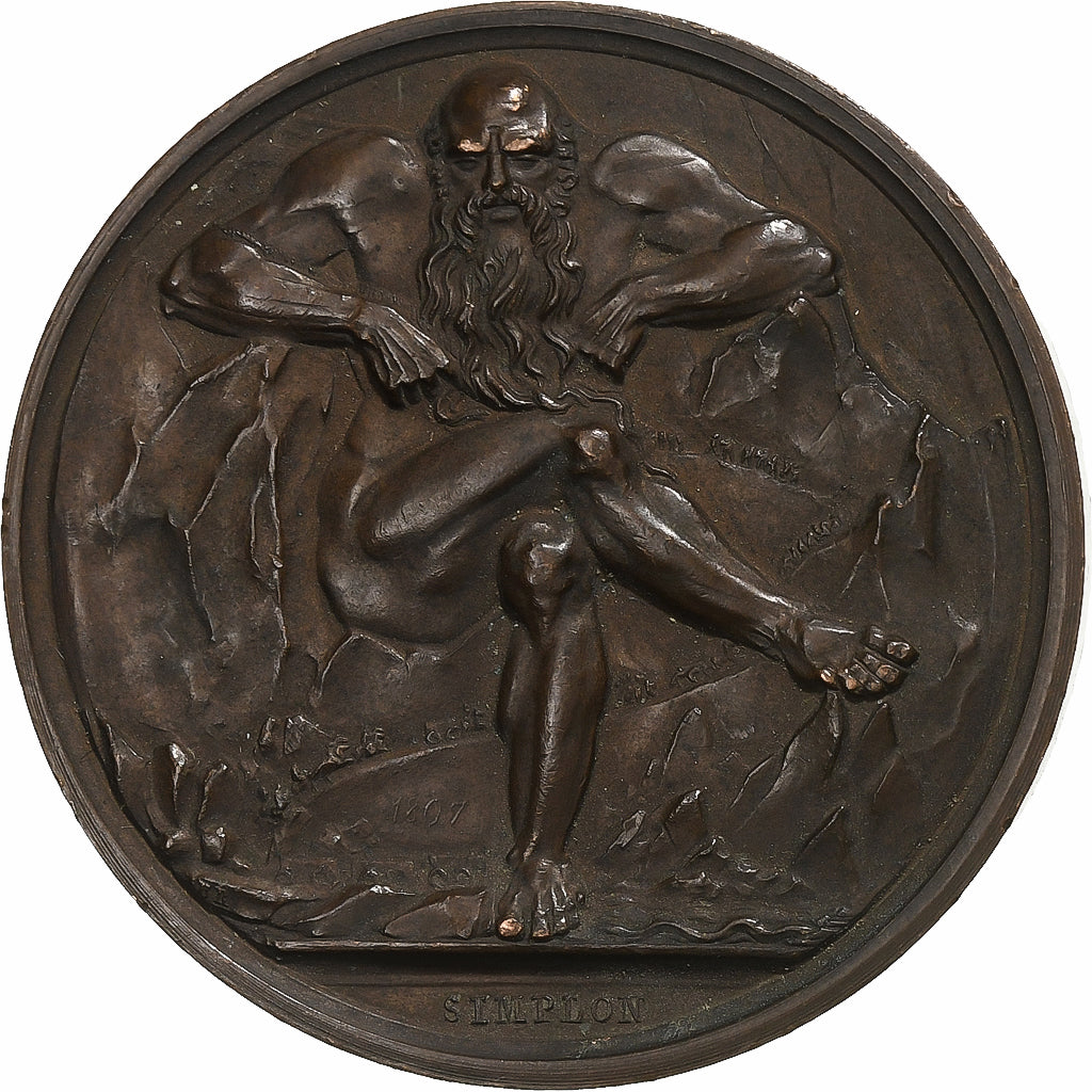 França, medalha, Napoleon I, Passage du col du Simplon, 1807, Cobre, Andrieu