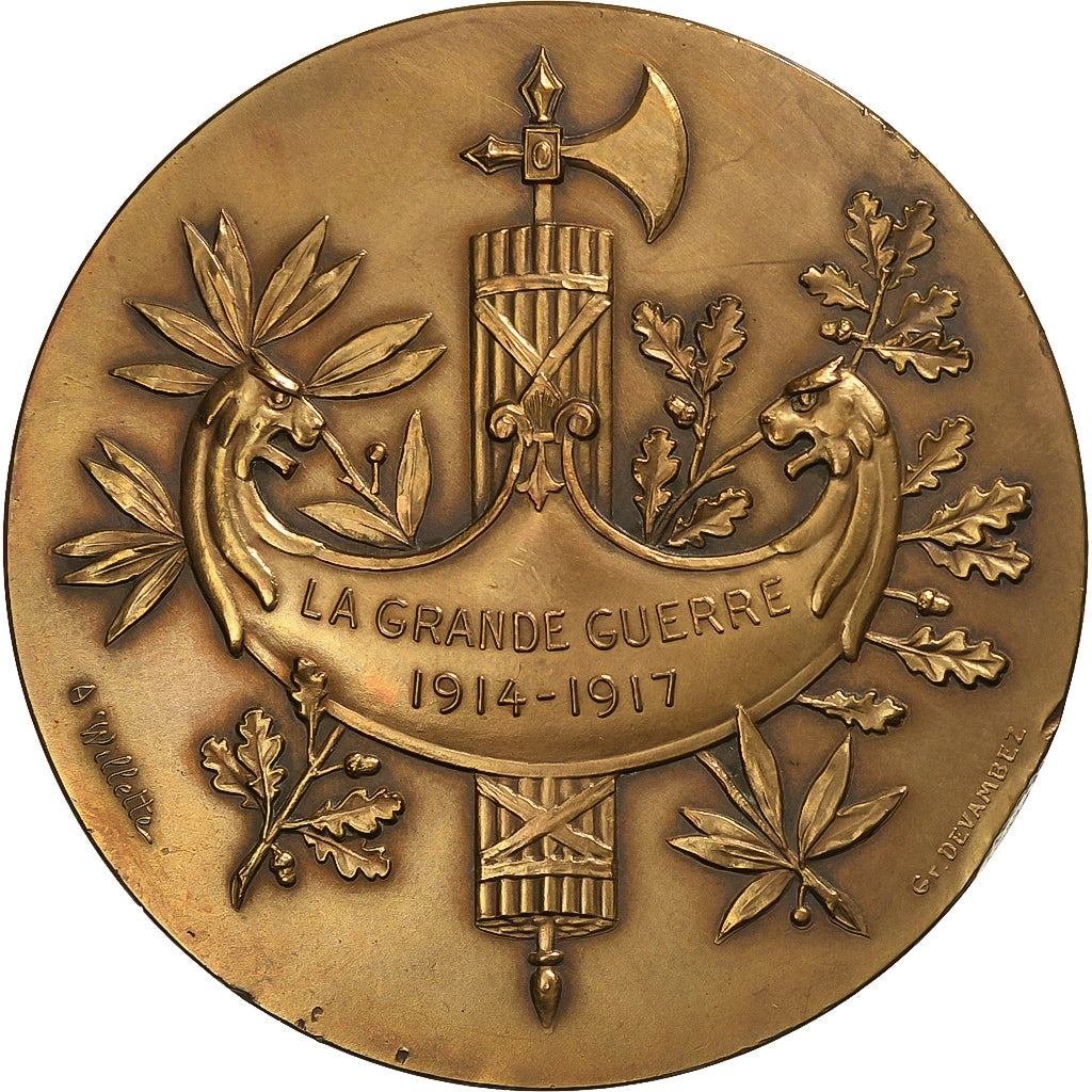 France, Medal, La Grande Guerre, 1914-1917, 1918, Bronze, Willette/Devambez