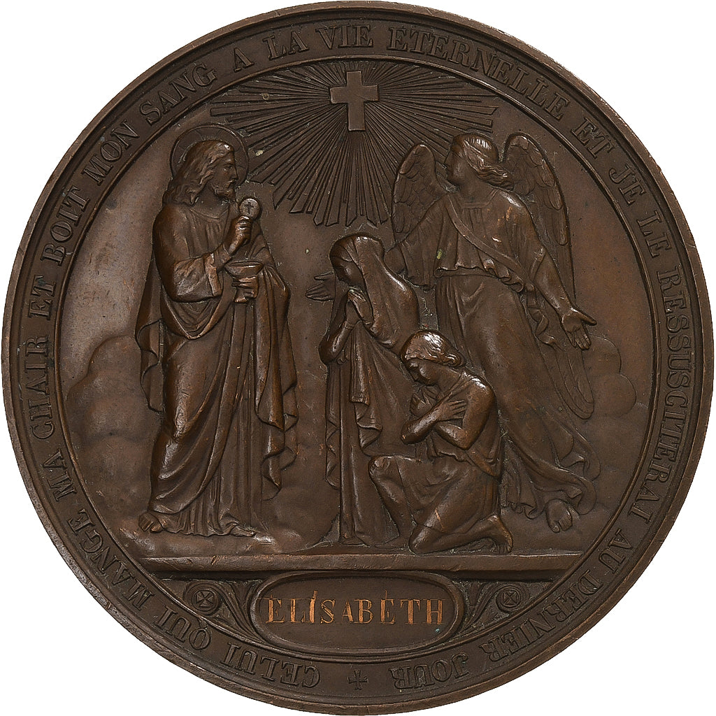 Frankrijk, Medaille, Souvenir de 1ère Communion, 1867, Koper, Borrel, PR+