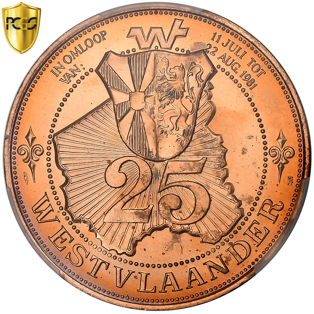 Belgio, 25 Francs, Westvlaander, Roeselare-Torhout-Izegem, 1981, Acciaio