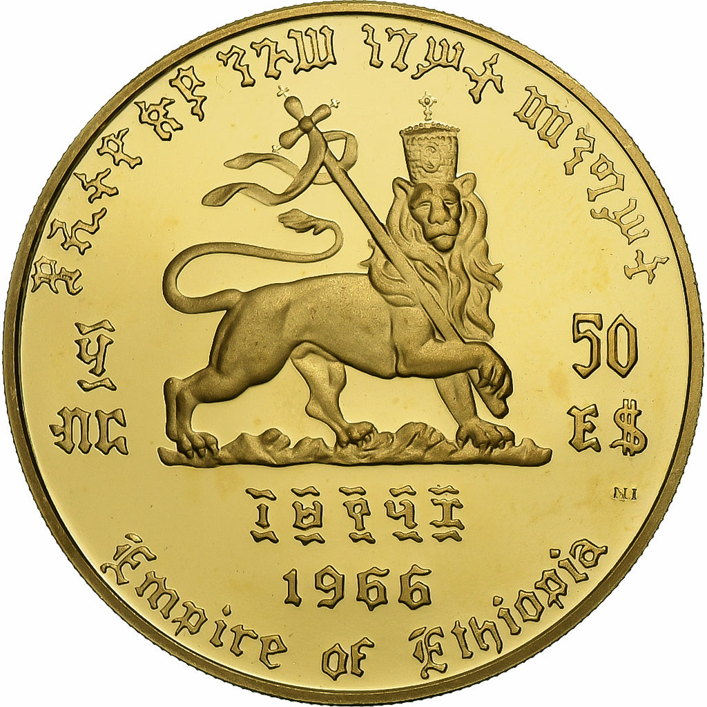 Ethiopia, Haile Selassie I, 50 Dollars, 1966, Addis-Abeba, Proof, Gold, MS(63)