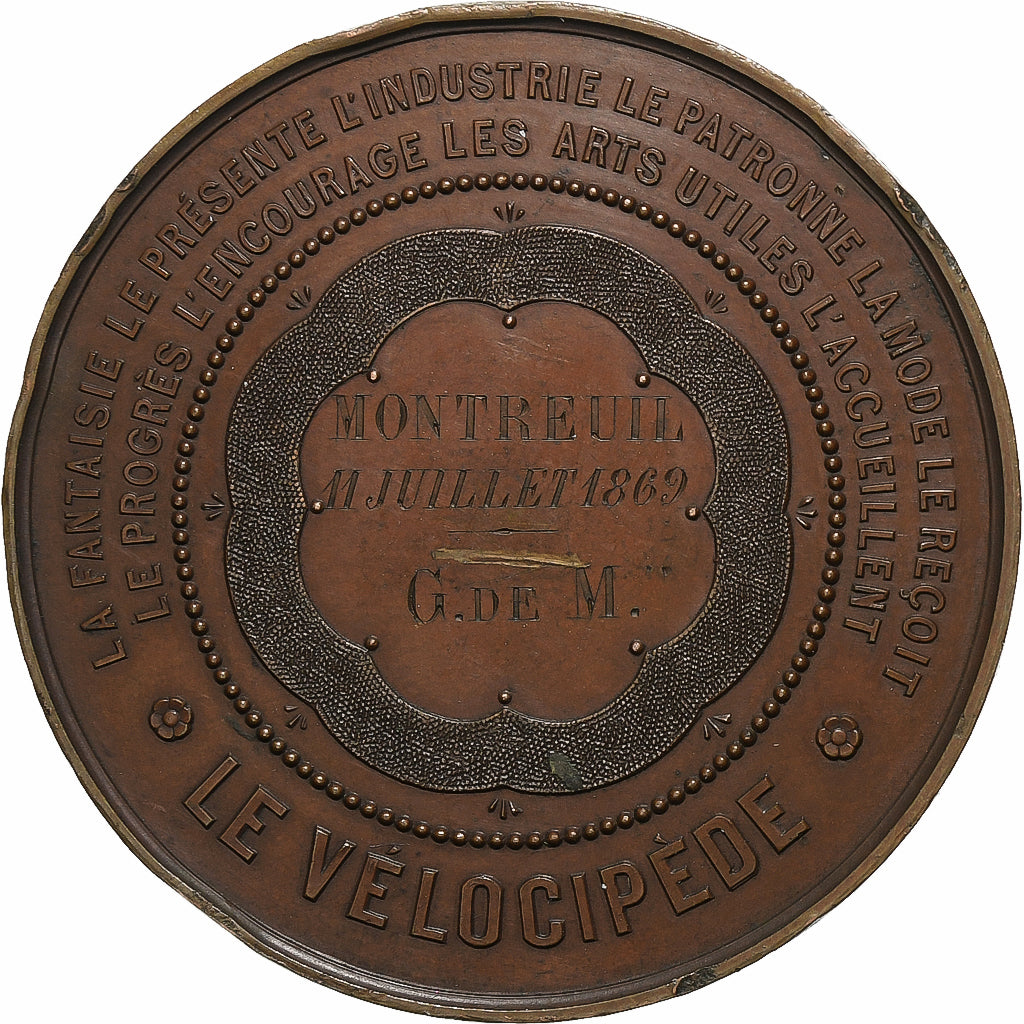 Francia, medaglia, Le Vélocipède, Montreuil, 1869, Rame, SPL-