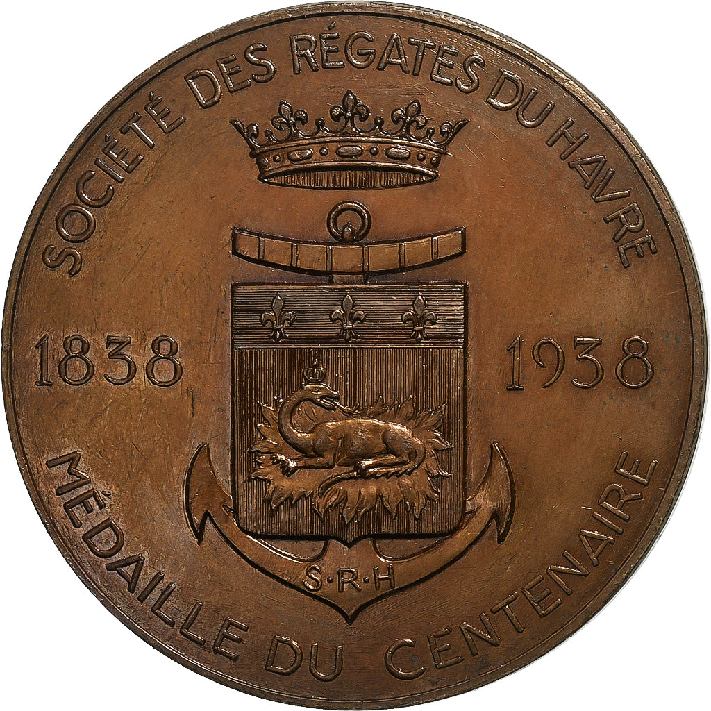 França, medalha, Centenaire de la Société des Régates du Havre, 1938