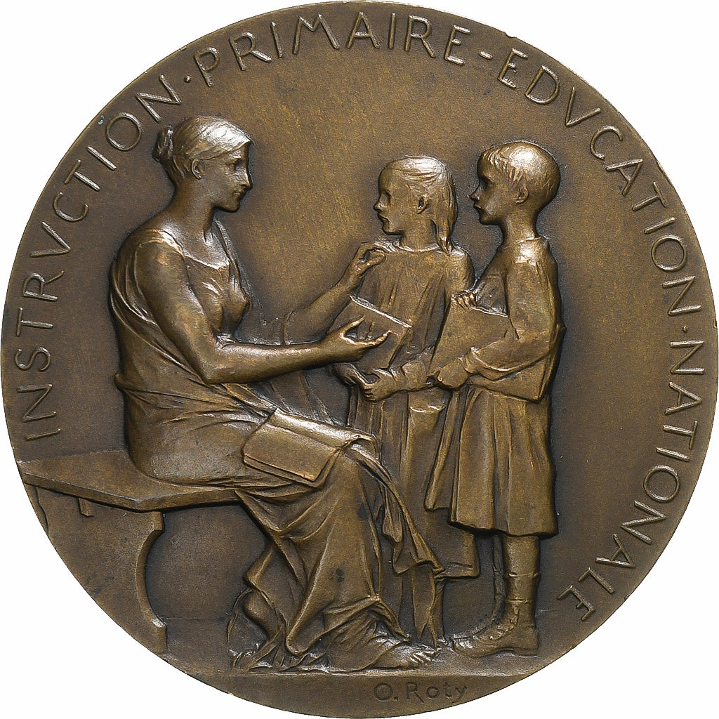 France, Medal, Instruction Primaire, Education Nationale, 1912-1913, Bronze