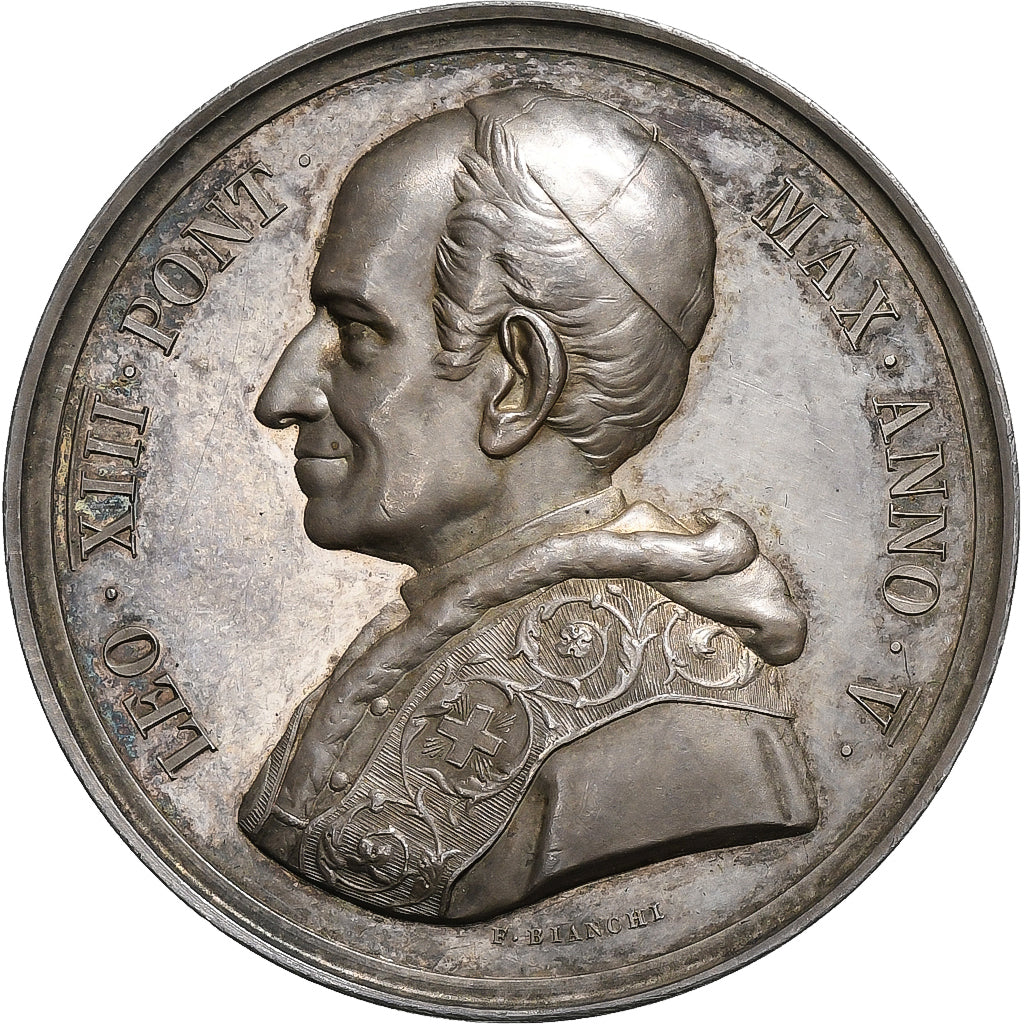 Vaticano, medalla, Leo XIII, Annual Canonisation, 1882 (Anno V), Plata, Bianchi