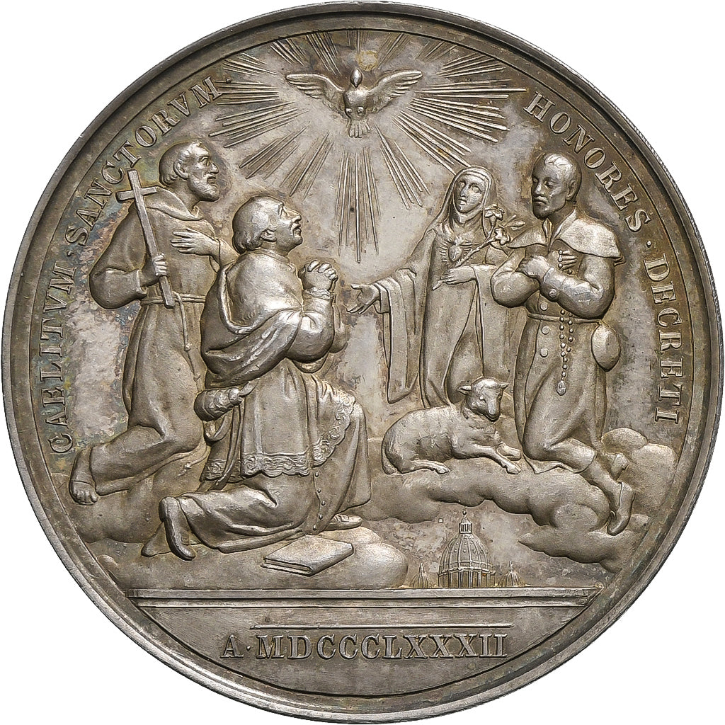 Vaticano, medalla, Leo XIII, Annual Canonisation, 1882 (Anno V), Plata, Bianchi