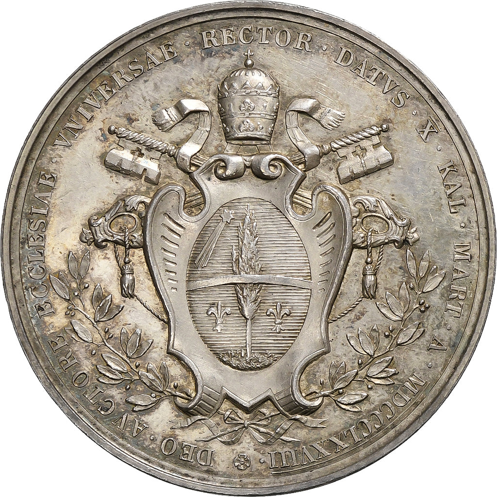 Watykan, medal, Leo XIII, Election to Pontificate, 1878 (Anno I), Srebro