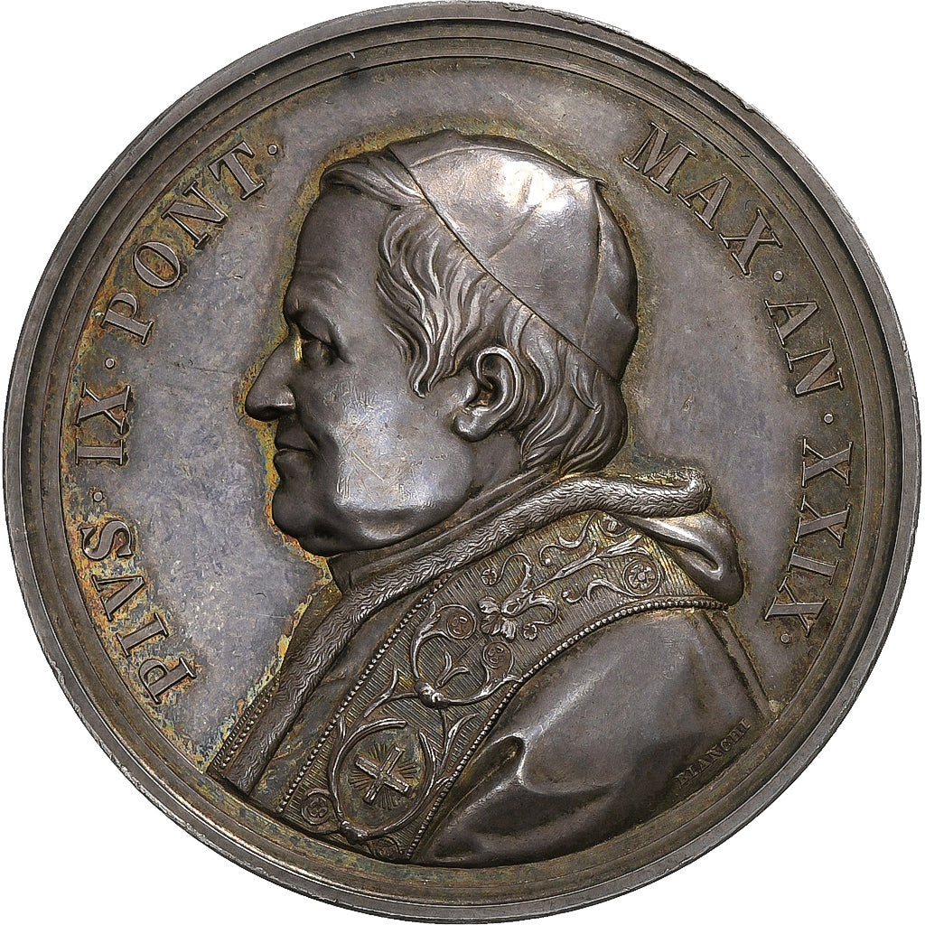 Vaticano, medalha, Pius IX, Basilica Santa Maria in Trastevere, 1874 (Anno