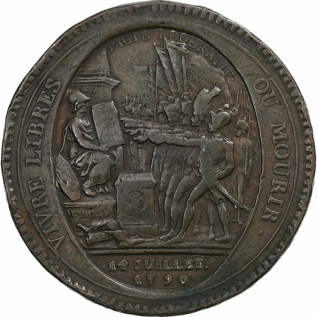 France, Monneron de 5 Sols, 1792 / AN 4, Birmingham, Bronze, TB