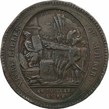 France, Monneron de 5 Sols, 1792 / AN 4, Birmingham, Bronze, TB