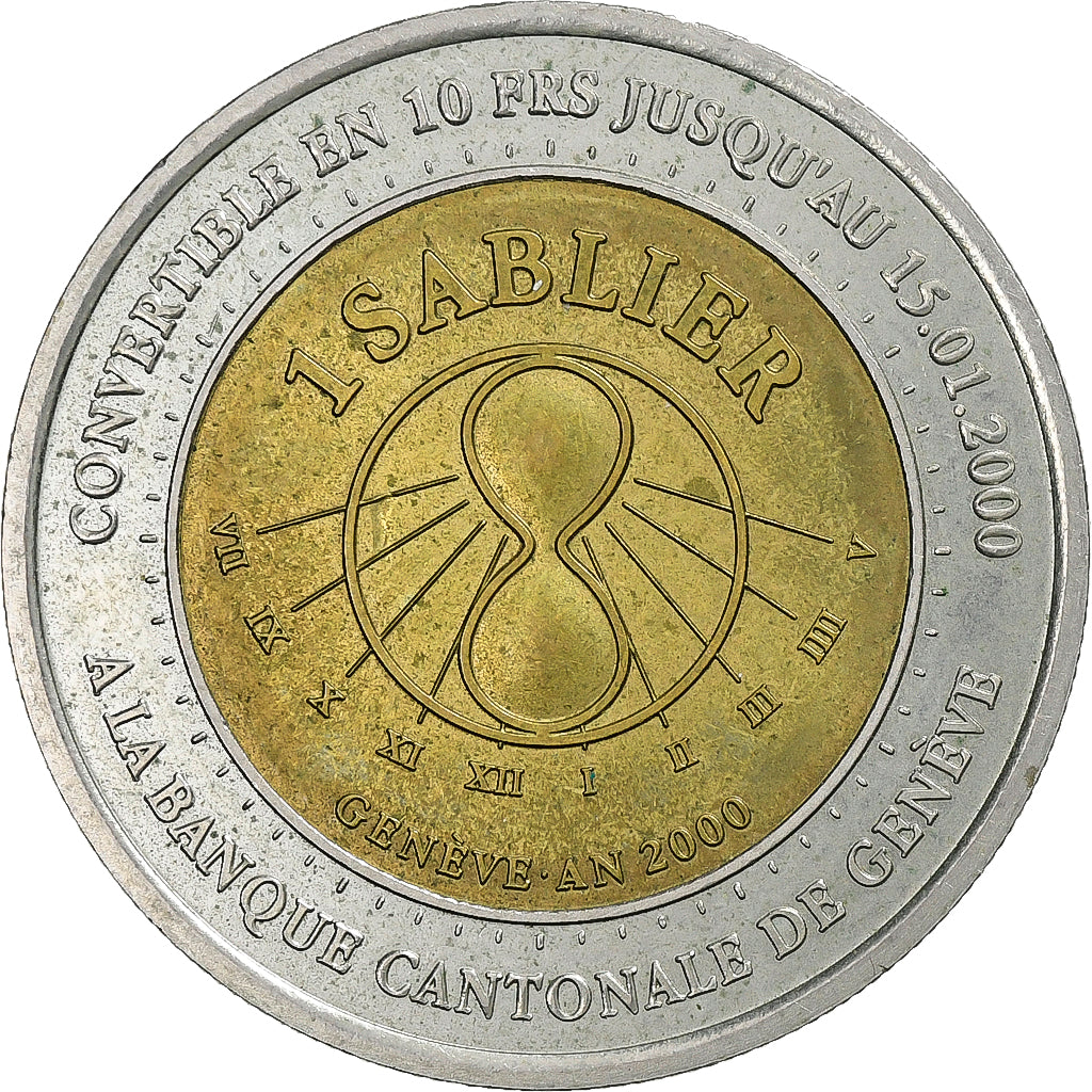 Canton of Geneva, 1 Sablier, Le Passage à l'An 2000, 2000, Bi-Metallic