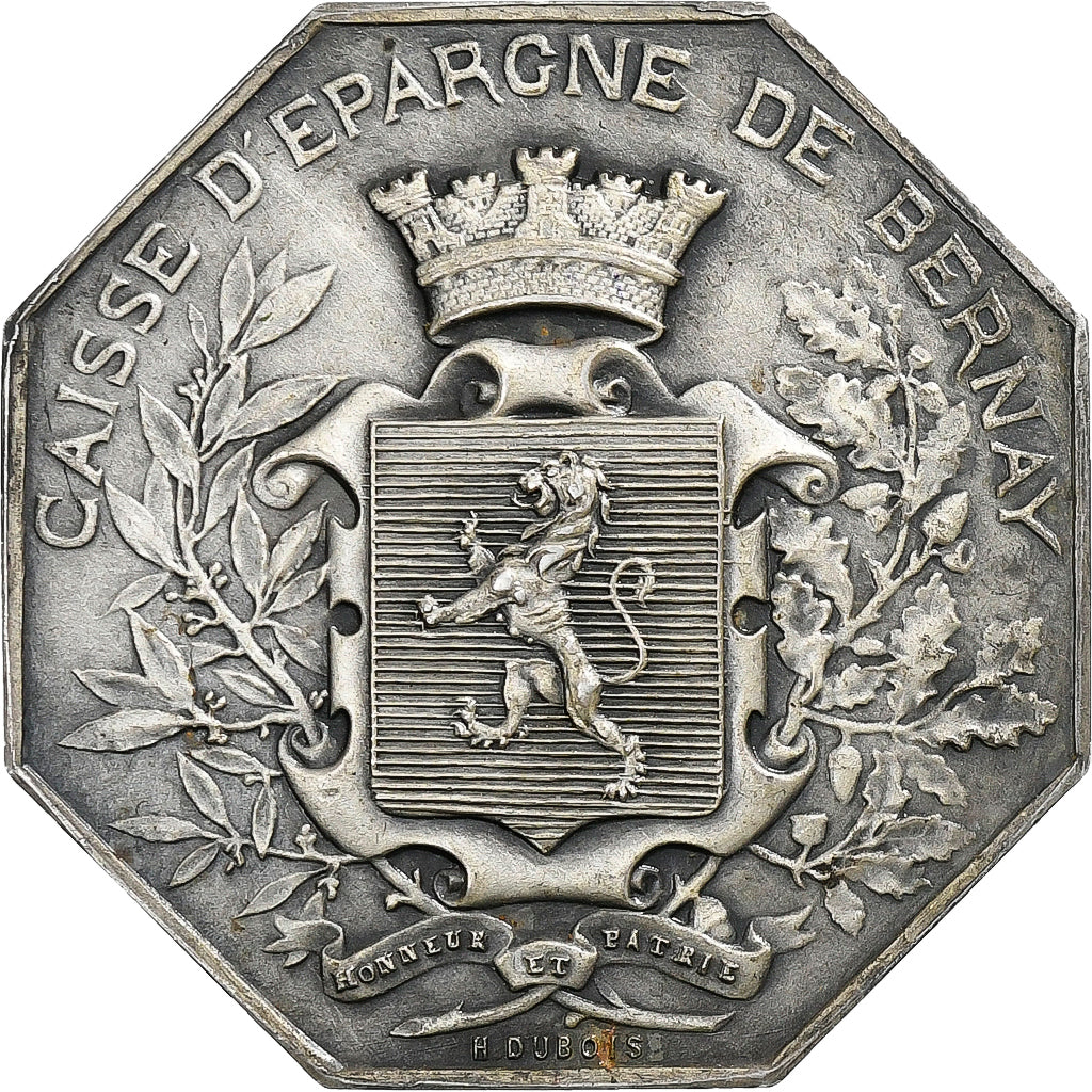 França, Token, Caisse d'Épargne de Bernay, 1942, Prata, Dubois.H, AU(55-58)