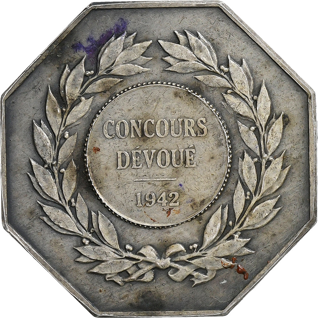 França, Token, Caisse d'Épargne de Bernay, 1942, Prata, Dubois.H, AU(55-58)