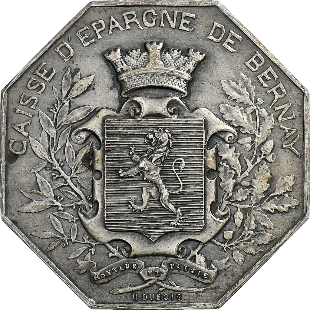 Francja, Token, Caisse d'Épargne de Bernay, 1943, Srebro, Dubois.H, AU(55-58)