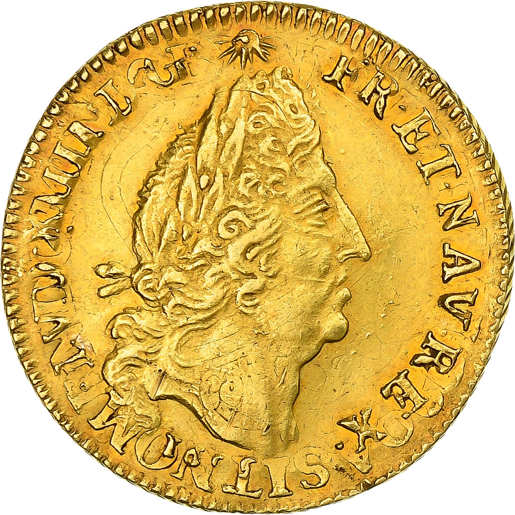 France, Louis XIV, Louis d'or au 4 L, 1695, Lille, reformed, Gold, EF(40-45)