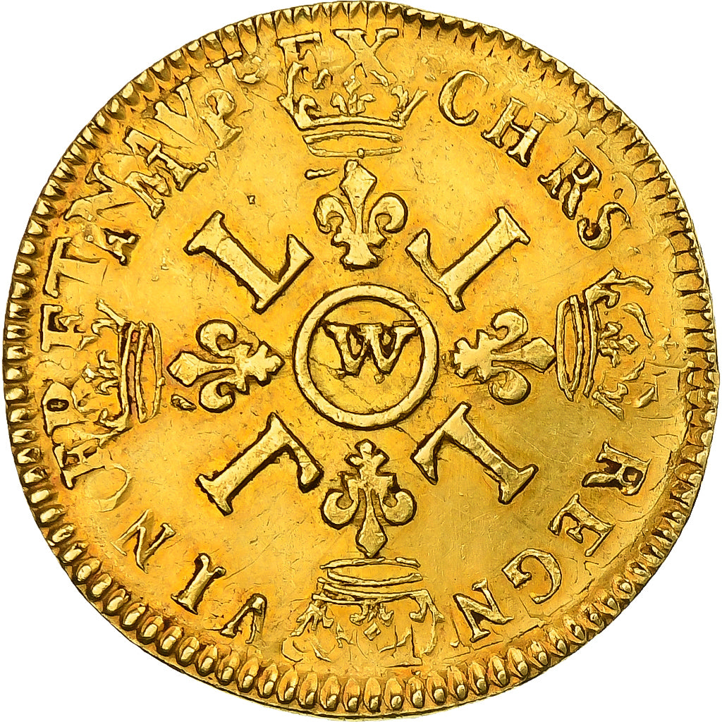 France, Louis XIV, Louis d'or au 4 L, 1695, Lille, reformed, Gold, EF(40-45)