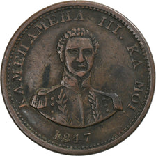 Hawaii, Kamehameha III, 1 Cent, 1847, Rame, BB