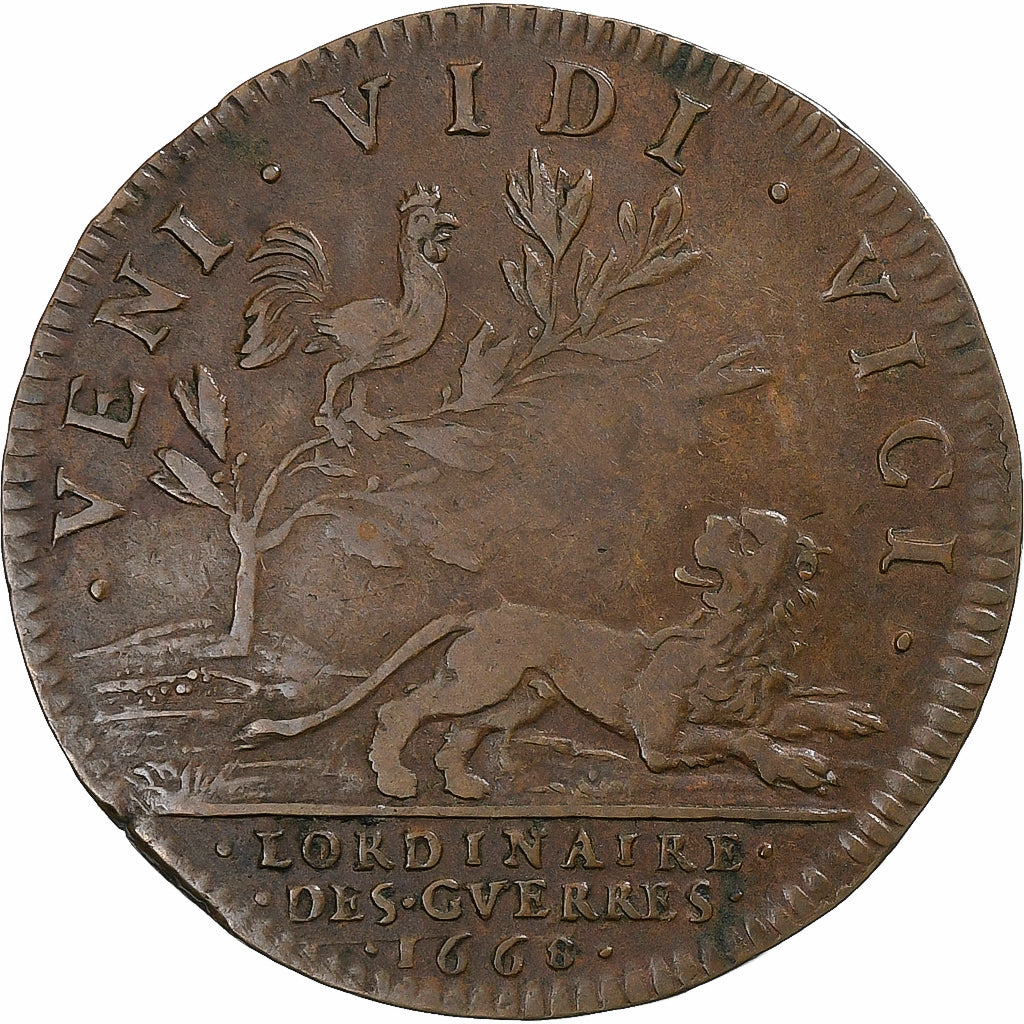 France, Jeton, Louis XIV, Ordinaire des Guerres, 1668, Cuivre, TB+