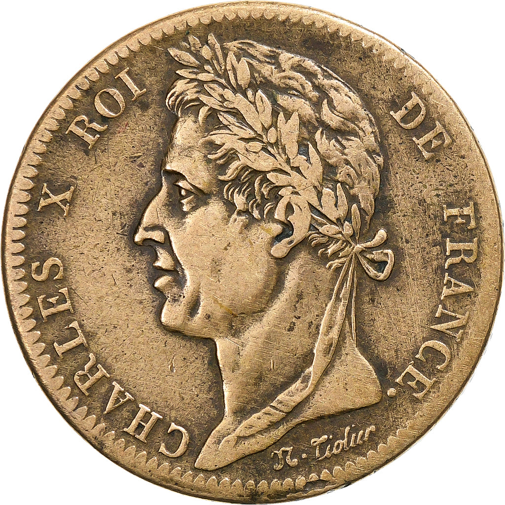 Colonies françaises, Charles X, 10 Centimes, 1829, Paris, Bronze, TB+