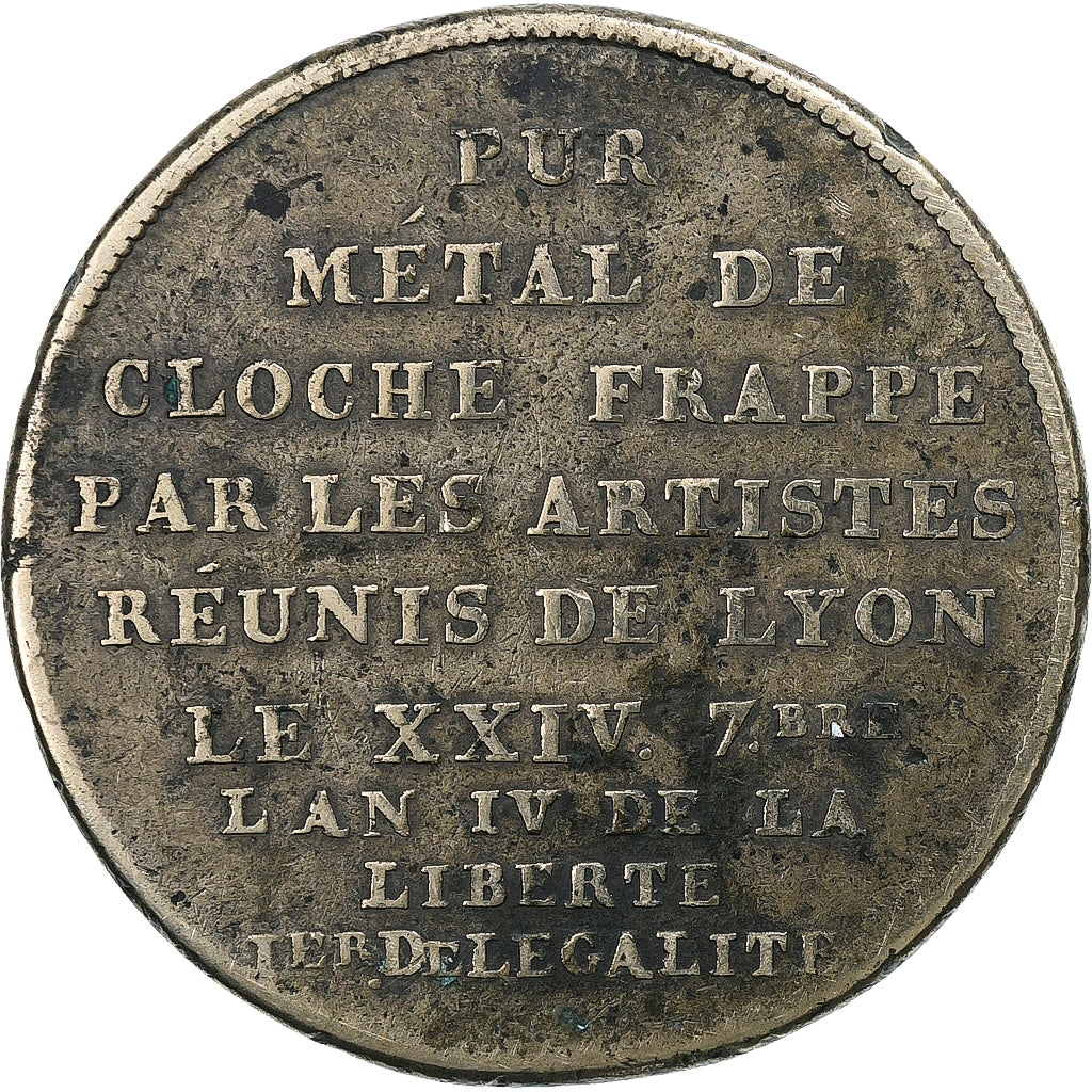 France, Essai, Effigie de Mirabeau, Galle, 1792 / AN 4, Lyon, Métal de cloche
