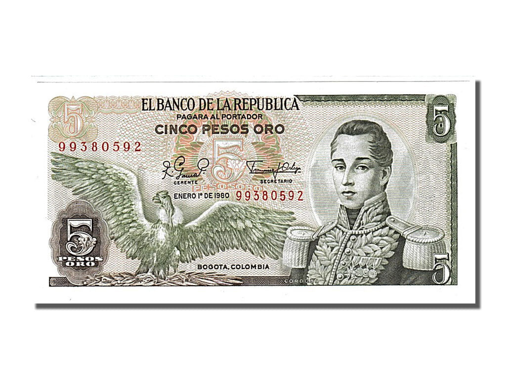 Banknote, Colombia, 5 Pesos Oro, 1980, 1980-01-01, UNC(65-70)